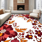 Crimson Floral Branches and BerriesRug Rug