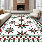 Crimson And Green Snowflake Medallion Rug