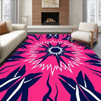 Radiant Floral Burst Pink Navy Rug