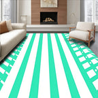 Cool Mint White Bold Stripe Rug