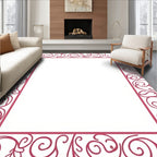 Whimsical Magenta Floral Swirl Border Rug