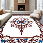 Rich Burgundy Blue Floral Medallion Rug