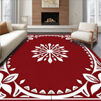 Deep Red Floral Sunburst Medallion Rug