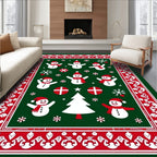 Joyful Snowman Christmas Tree Border Rug