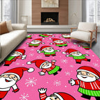 Pink Merry Santa Claus Snowflakes Rug