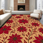 Crimson Floral Vine Meadow Rug
