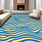 Radiant Blue Wave Lines Rug