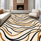 Cream Black Copper Wave Lines Rug