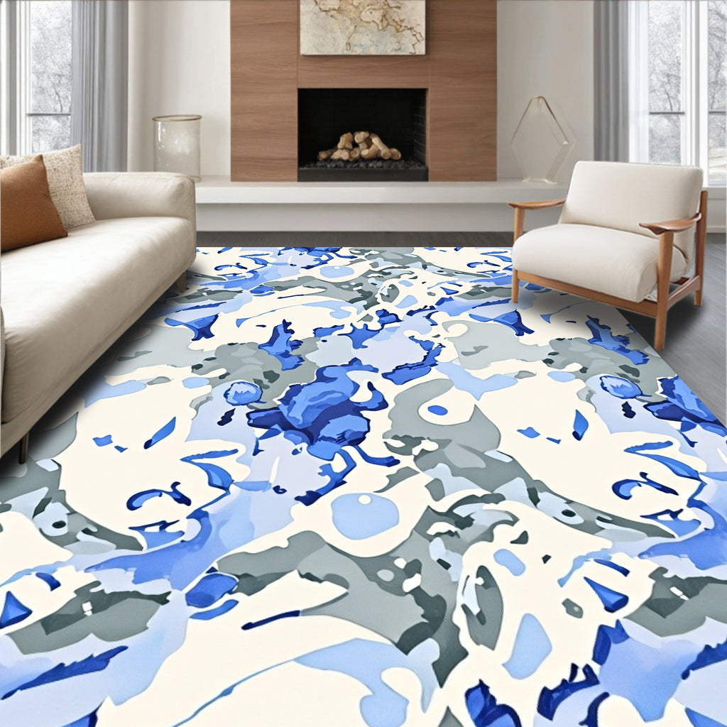 Blue Camo Abstract Flow Rug