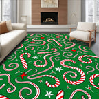 Festive Candy Cane Swirls and Hearts Rug
