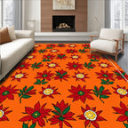 Vibrant Red Poinsettia Garden Rug