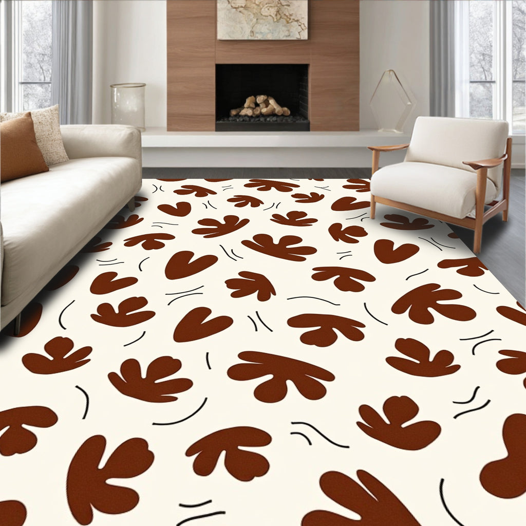 Brown Abstract Organic Shapes Rug