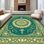Emerald Sunburst Ornate Border Rug