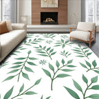 Earthy Green Leafy Branches Rug