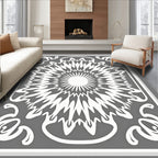 White Burst Mandala Inlay Rug