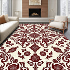 Deep Red Floral Damask Rug