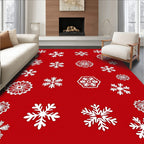 Red White Intricate Snowflake Medley Rug