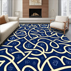 Navy Blue Anchor Nautical Weave Rug