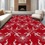 Crimson White Sunburst Medallion Rug