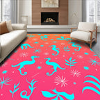 Turquoise Seahorse Tropical Gradient Rug