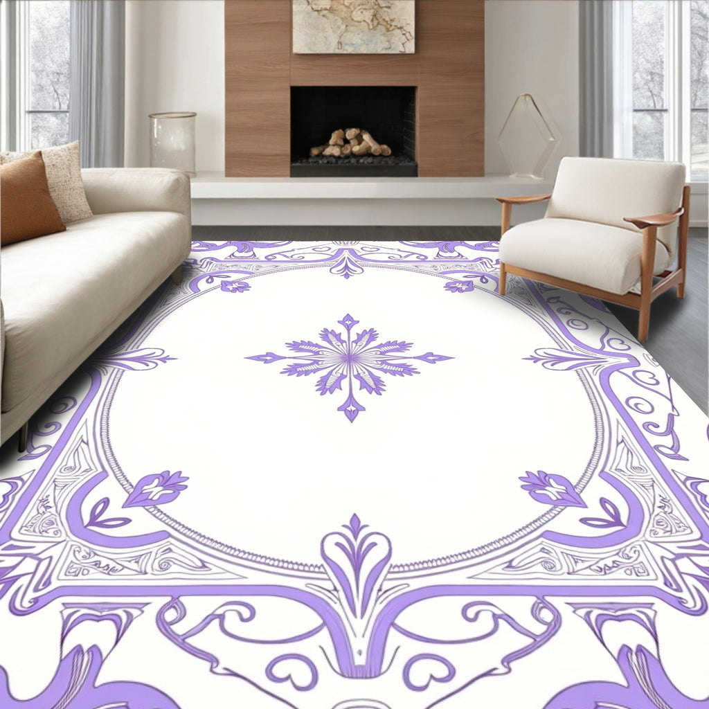 Lavender Baroque Floral Medallion Rug