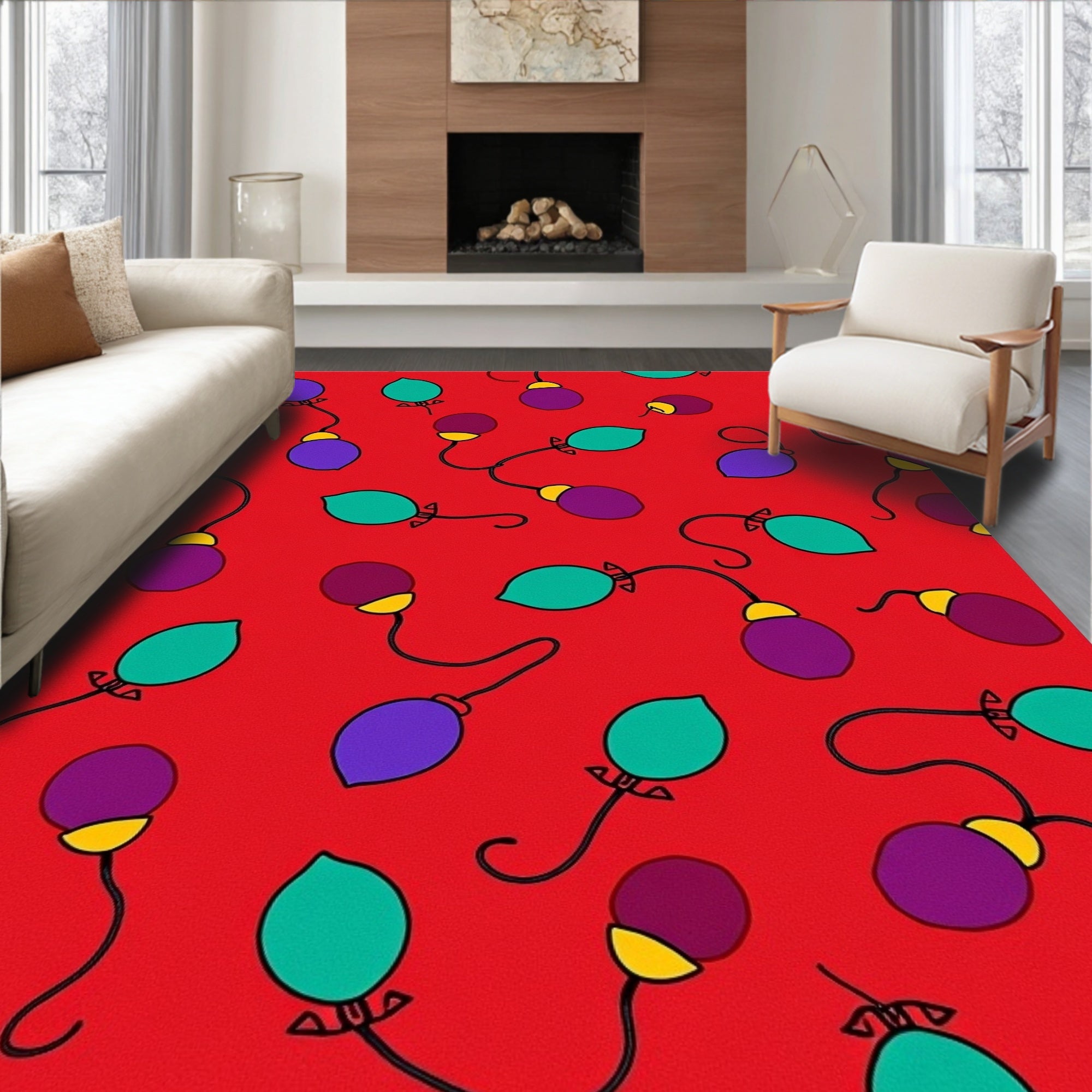 Jubilant Red String Lights Rug
