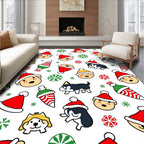 Festive Christmas Faces Dogs Treats Rug