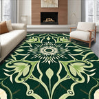 Art Nouveau Green Floral Sunburst Manor Rug