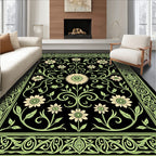 Black Floral Archival Glow Rug