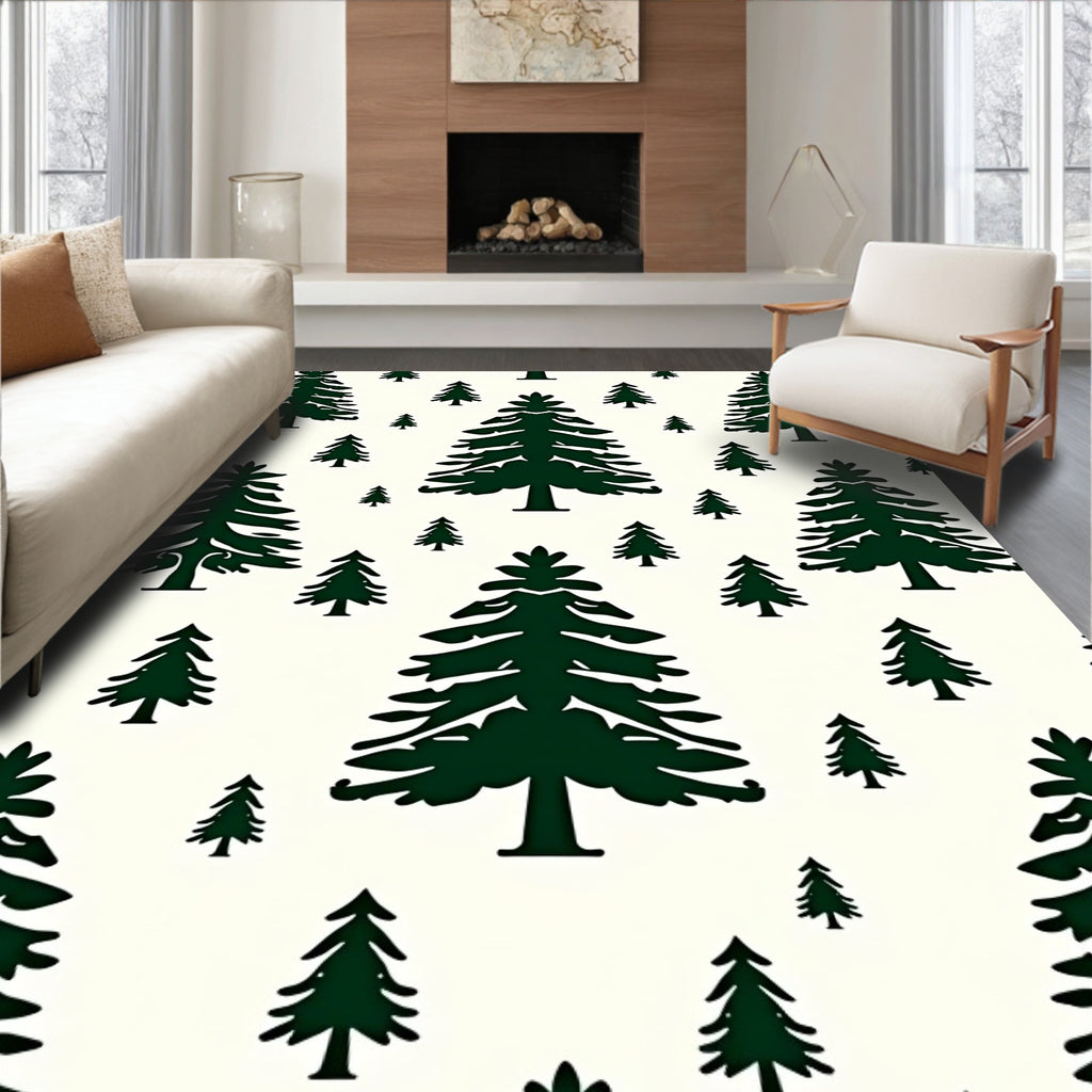 Dark Green Pine Forest Repeat Rug