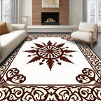 Brown Sunburst Emblem Cream Border Rug