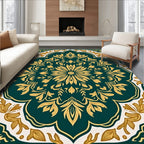 Emerald Gold Floral Medallion Rug