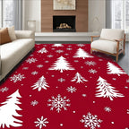Classic Red Snowfall Tree Rug