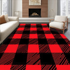Classic Red Black Buffalo Check Grid Rug