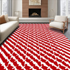 Red White Diagonal Geometric Stripe Rug