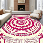 Crimson Mandala Sunburst Medallion Rug