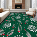 Green Winter Snowflake Branch Arrangement Rug