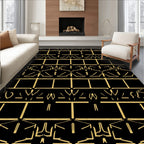 Golden Black Geometric Art Deco Rug