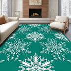 Teal White Snowflake Cluster Rug