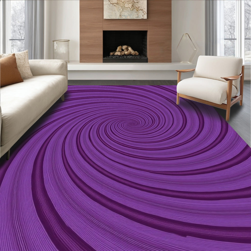 Vibrant Purple Spiral Swirl Rug