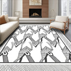 Monochromatic Abstract Zigzag Geometric Rendering Rug
