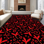 Crimson Vine Swirl Red Dots Rug