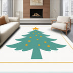 Teal Christmas Tree Orange Star Rug
