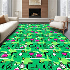 Pixelated Green Pink Character Repeat Rug