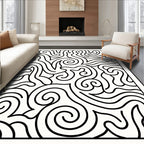 Black Swirl Abstract Flow Rug