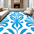 Bright Blue Floral Swirls Rug