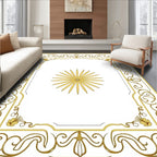 Golden Sunburst Frame Floral Rug