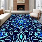Electric Blue Ornamental Medallion Rug