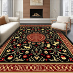 Regal crimson and gold cat floral Rug