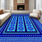 Radiant Blue Geometric Medallion Rug